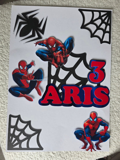 Personalised Superhero Cake Topper Set – Name & Age | Comic Style Birthday Decoration