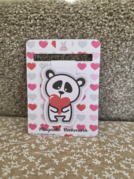 Panda heart - magnetic bookmark