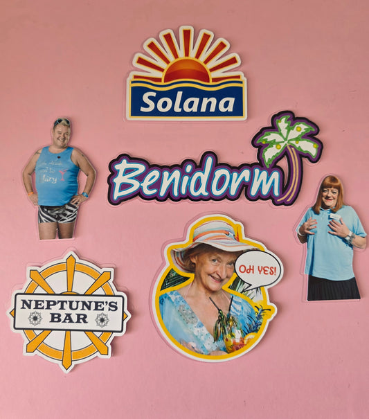Personalised Holiday Party Cake Topper Set – Name & Age | Tropical Birthday Decoration
